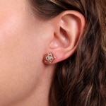 Ohrstecker 750/18 K Roségold Blume mit Diamanten 0.16 ct H/si - OR-60812-RG
