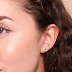 Ohrstecker 750/18 K Roségold mit Aquamarinen und Diamanten 0.19 ct H/si - OR-118351-RG