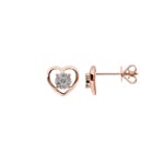 Clous d'oreilles or rosé 750/18 ct avec diamants 0.11 ct H/si, Cœur