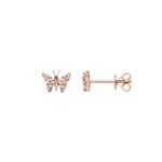 Ohrstecker 750/18 K Roségold mit Diamanten 0.15 ct H/si, Schmetterling
