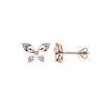 Clous d'oreilles or rosé 750/18 ct avec diamant 0.16 ct H/si