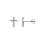 Clous d'oreilles or rosé 750/18 ct avec diamants 0.25 ct H/si, Croix
