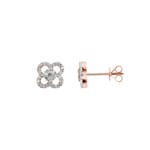 Ohrstecker 750/18 K Roségold mit Diamanten 0.36 ct H/si, Kleeblatt