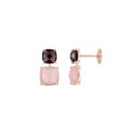 Clous d'oreilles or rosé 750/18 ct avec grenat & calcédoine rose