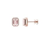 Clous d'oreilles or rosé 750/18 ct avec morganite et diamants 0.24 ct H/si