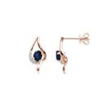 Sapphire Earrings 750/18 K Rose Gold with Diamonds 0.05 ct H/si