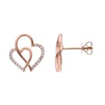 Ohrstecker 750/18 K Roségold verschlungene Herzen mit Diamanten 0.17 ct