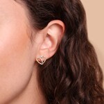 Clous d'oreilles or rosé 750/18 ct Cœurs entrelacés avec diamants 0.23 ct - OR-73799-RG