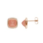 Stud Earrings 750/18 K Red Gold with Agates and Diamonds 0.20ct H/Si