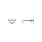 Clous d'oreilles or gris 750/18 ct Abeille avec zircones