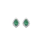 Clous d'oreilles or gris 750/18 ct, diamants 0.22 ct H/si & émeraude 0.68 ct - OR-095373-SMA-WG