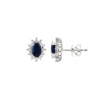 Ohrstecker 750/18 K Weissgold, Diamanten 0.33 ct H/si & Saphir 0.95 ct