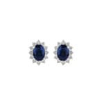 Stud Earrings 750/18 K White Gold, Diamonds 0.56 ct H/si & Sapphire 1.85 ct - OR-095813-SAF-WG