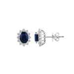 Ohrstecker 750/18 K Weissgold, Diamanten 0.56 ct H/si & Saphir 1.85 ct