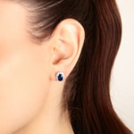 Stud Earrings 750/18 K White Gold, Diamonds 0.56 ct H/si & Sapphire 1.85 ct - OR-095813-SAF-WG