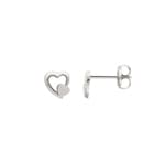 Clous d'oreilles or gris 750/18 ct, Cœur