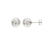 Stud Earrings Hollow 750/18 K White Gold Ø 8mm, Sphere