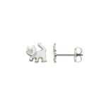 Clous d'oreilles or gris 750/18 ct, Chat