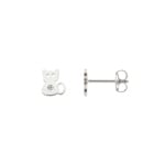 Clous d'oreilles or gris 750/18 ct Chat avec zircones