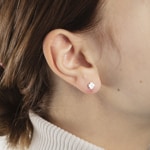 Stud Earrings 750/18 K White Gold, Cloverleaf - 1263.01190/0001