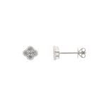 Ohrstecker 750/18 K Weissgold Kleeblatt mit Diamanten 0.31 ct H/si
