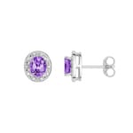 Ohrstecker 750/18 K Weissgold mit Amethyst oval und Zirkonia