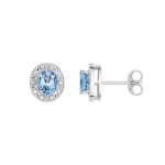 Ohrstecker 750/18 K Weissgold mit Blautopas oval und Zirkonia