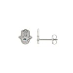 Ohrstecker 750/18 K Weissgold mit Blautopas und Zirkonia, Fatima-Hand