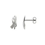 Clous d'oreilles or gris 750/18 ct avec diamants 0.01ct. H/p1