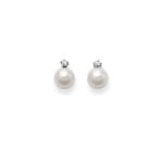 Stud Earrings 750/18 K White Gold with Akoya Pearl & Diamonds 0.06ct W/Si - 1261.02262/0002