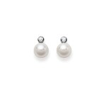 Clous d'oreilles or gris 750/18 ct avec diamants 0.10ct W/Si, Perle de culture Akoya - 1261.02188/0002