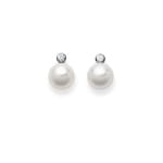 Clous d'oreilles or gris 750/18 ct avec diamants 0.10ct W/Si, Perle de culture Akoya - 1261.02208/0002