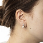 Clous d'oreilles or gris 750/18 ct avec diamants 0.10ct W/Si, Perle de culture Akoya - 1261.02208/0002