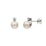 Ohrstecker 750/18 K Weissgold mit Diamanten 0.10ct W/Si, Akoya-Kulturperle - 1261.02260/0002
