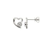 Stud Earrings 750/18 K White Gold with Diamonds 0.14 ct H/si, Heart