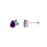 Stud Earrings 750/18 K White Gold with Fine Multi-Stones