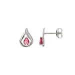Ohrstecker 750/18 K Weissgold mit Rubin 0.44ct. und Diamant 0.01ct.