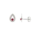 Clous d'oreilles or gris 750/18 ct avec émeraude