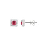 Ohrstecker 750/18 K Weissgold mit Rubin und Diamanten 0.12 ct H/si