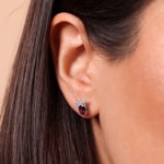 Ohrstecker 750/18 K Weissgold mit Rubin oval & Diamanten 0.08 ct H/si - OR-73485-RUB-WG