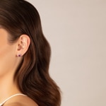 Stud Earrings 750/18 K White Gold with oval Ruby & Diamonds 0.32 ct H/si - OR-60843-RUB-WG