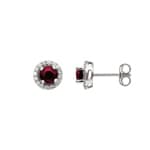 Ohrstecker 750/18 K Weissgold mit Rubin rund & Zirkonia