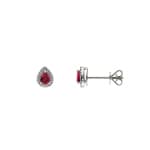 Ohrstecker 750/18 K Weissgold mit Rubin Tropfen und Diamanten 0.09 ct H/si