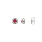 Ohrstecker 750/18 K Weissgold mit Rubin und Diamanten 0.08ct.
