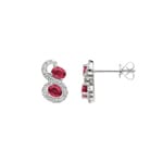Clous d'oreilles or jaune 750/18 ct avec rubis & diamants 0.21 ct H/si