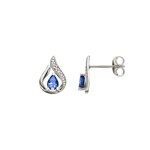 Ohrstecker 750/18 K Weissgold mit Saphir 0.41ct. und Diamant 0.01ct.
