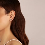 Stud Earrings 750/18 K White Gold with oval Sapphire & Diamonds 0.09 ct H/si - OR-46629-SAF-WG