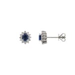 Ohrstecker 750/18 K Weissgold mit Saphir oval & Diamanten 0.19 ct H/si