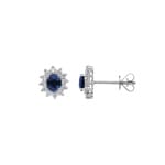 Ohrstecker 750/18 K Weissgold mit Saphir oval & Diamanten 0.23 ct H/si