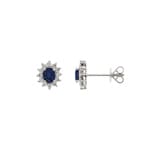 Ohrstecker 750/18 K Weissgold mit Saphir oval & Diamanten 0.23 ct H/si